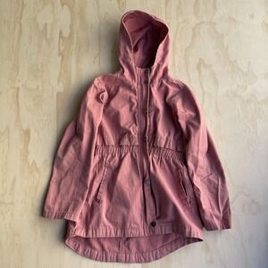 C&C California Coat Girls 10 Pink Hooded Lightweight Twill Parka Jacket